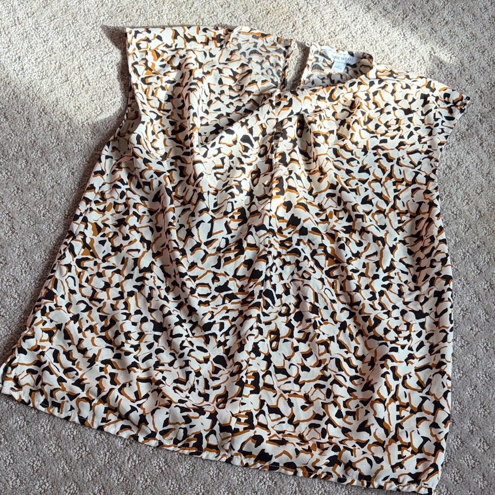 Nine West Black and Orange Animal Print Blouse